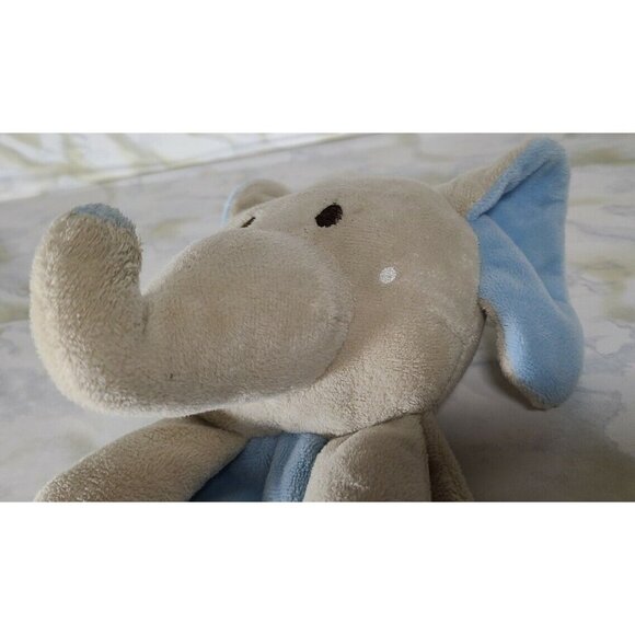 SL Home Fashions Elephant Baby Security Blanket Lovey Plush Ultra Soft Blue Tan - Picture 2 of 7